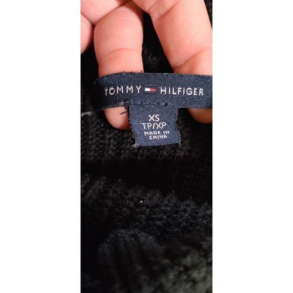 VINTAGE Y2K TOMMY HILFIGER BLACK STRIPED RIBBED TURTLENECK SWEATER - Picture 3 of 5